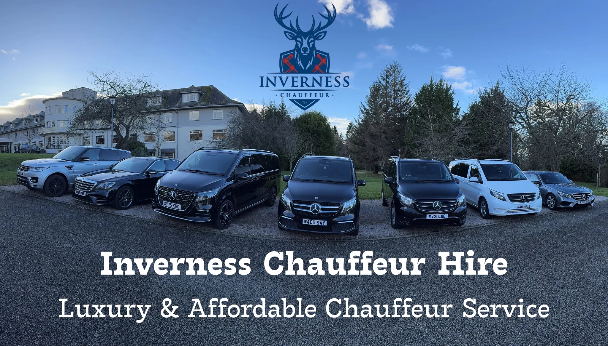 Inverness Chauffeur Hire fleet lineup of Mercedes vehicles