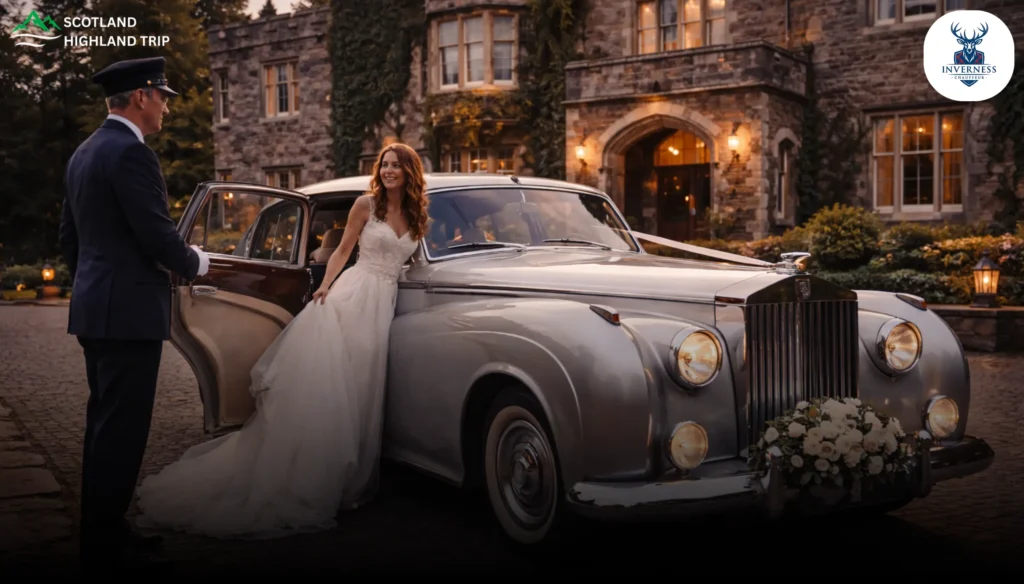 Classic Rolls Royce wedding car in Scotland