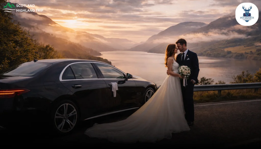 Wedding car photo stop Loch Ness Scotland